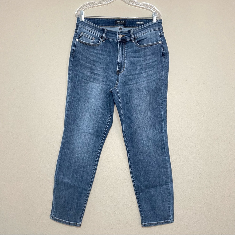 JUDY BLUE Medium Wash Stretch Mid Rise Slim Fit Denim Jeans‎ Women's Size 14W